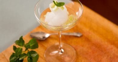 Entremets au Mr. Freeze, gin et concombre